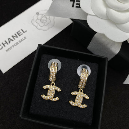 2025 Crystal Diamond Pearl Letter Stud Earrings