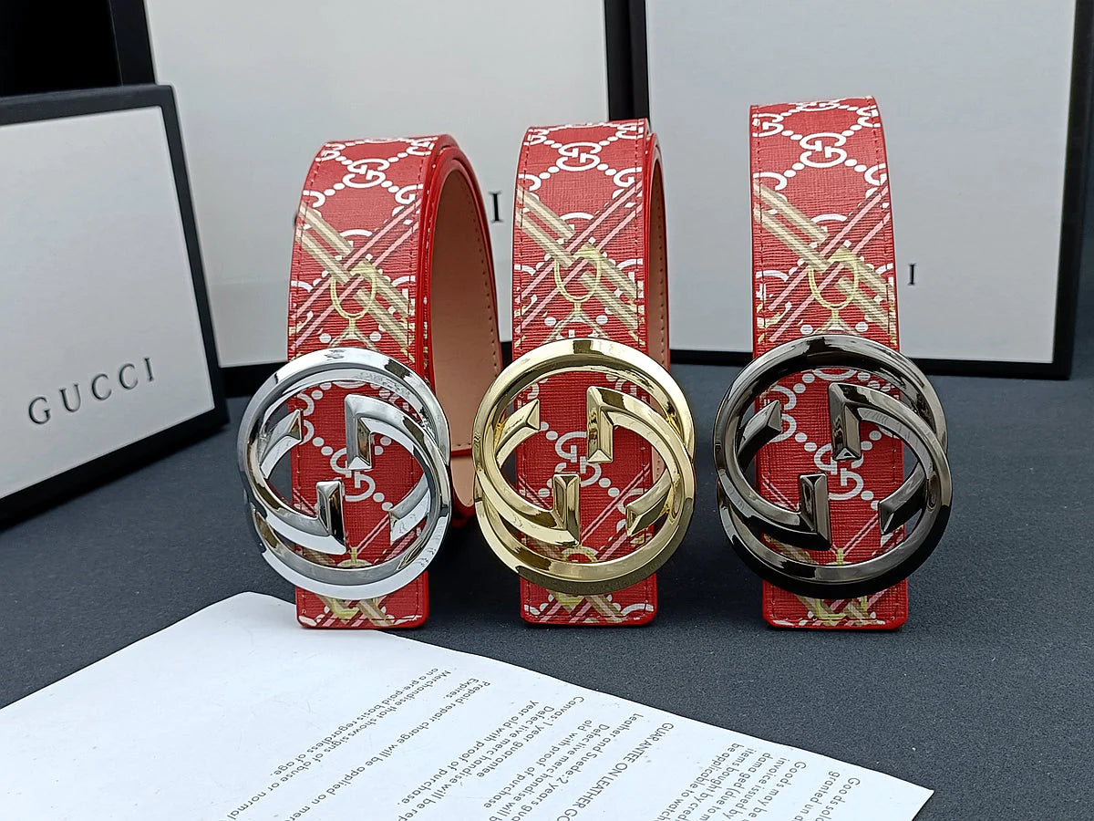 2025 3 Colors  double G stripe calico belt Gender: general