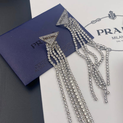 2025 Temperament full diamond tassel earrings