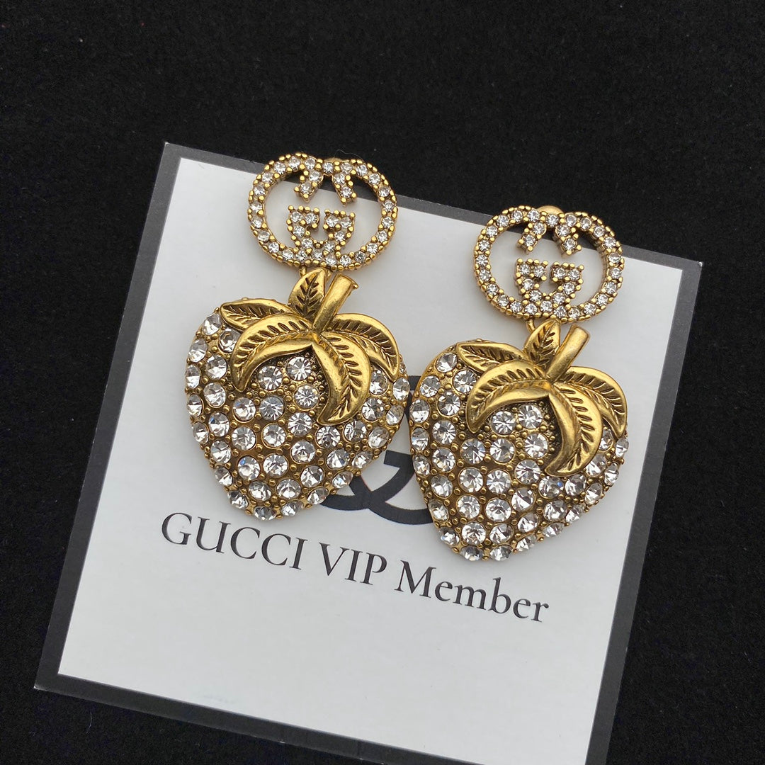 2025 Sparkling Strawberry Diamond Earrings