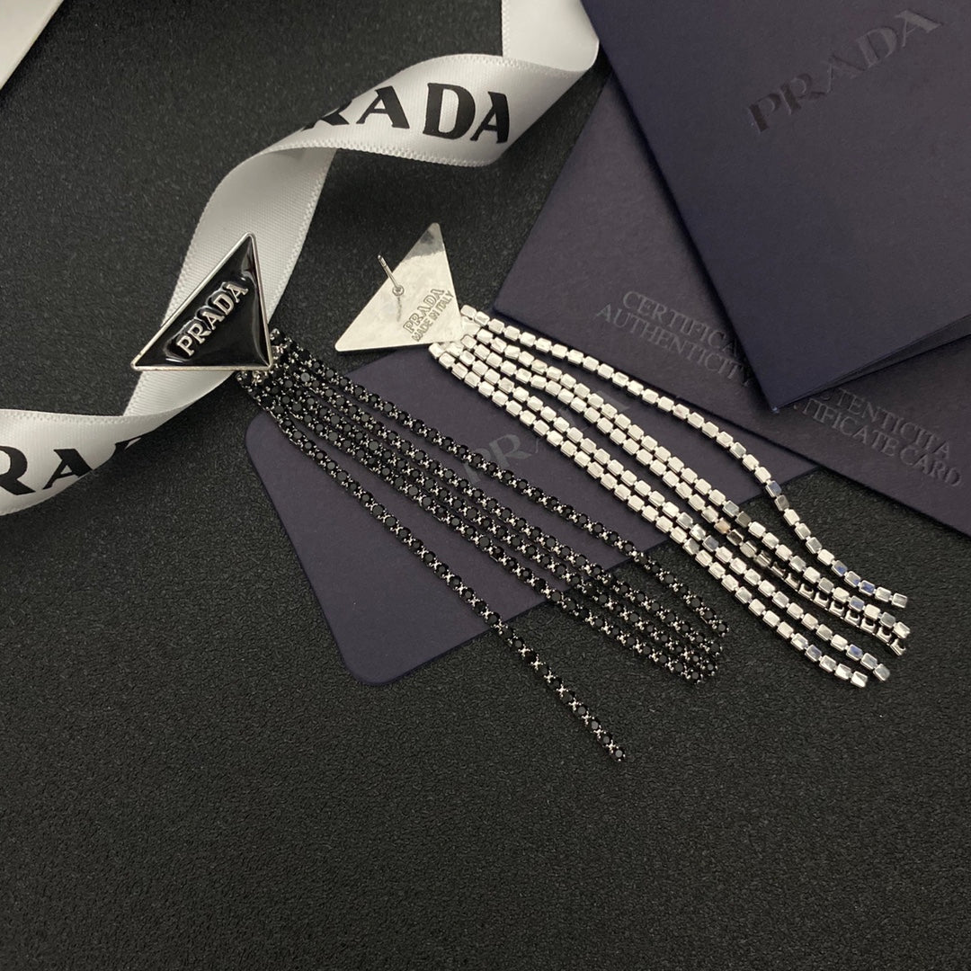 2025 Black Fringe Diamond Earrings