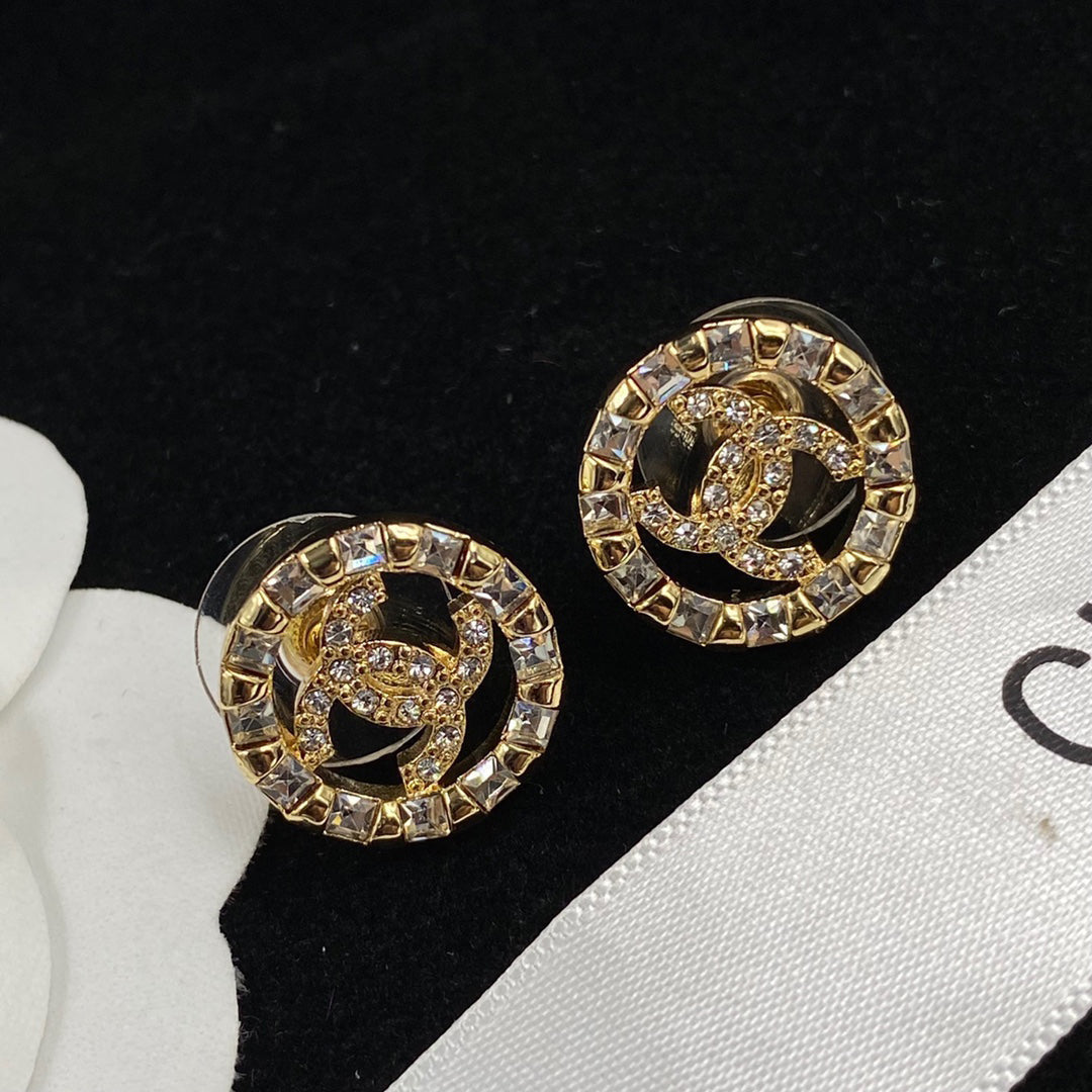 2025 Sparkling Zircon Alphabet Stud Earrings