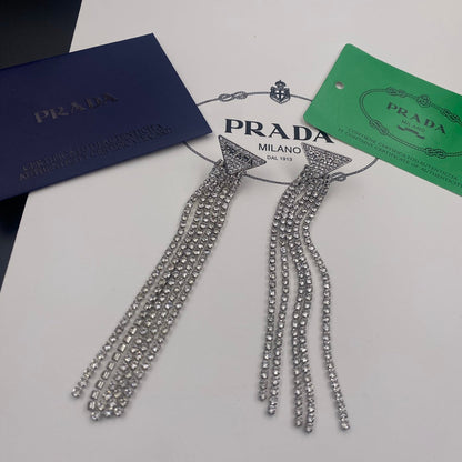 2025 Temperament full diamond tassel earrings