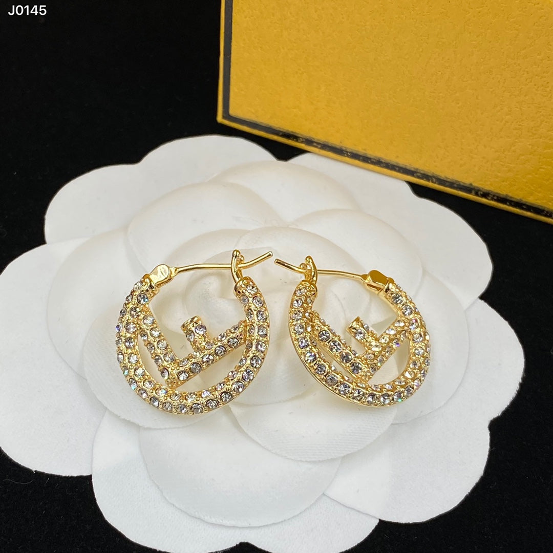 2025 Letter Diamond Round Earrings