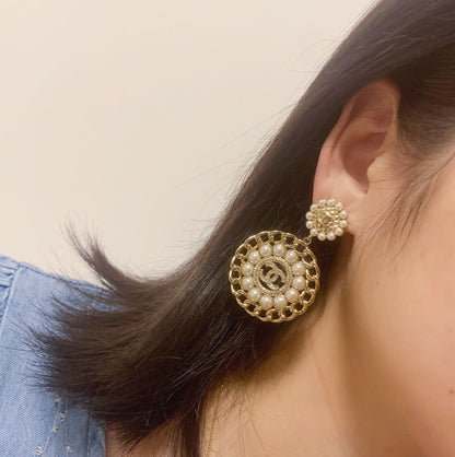 2025 Chain Stripe Pearl Earrings