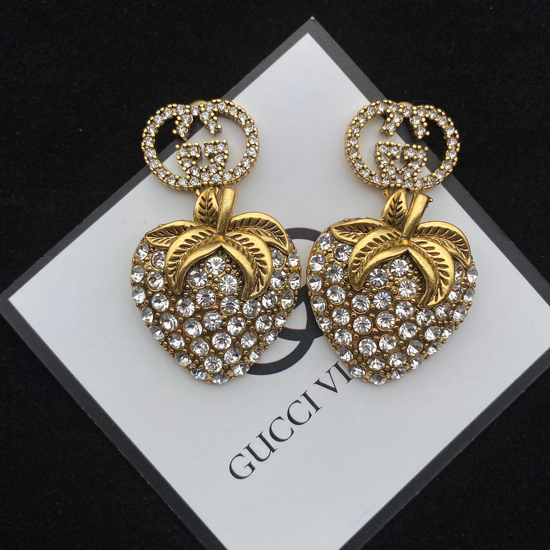 2025 Sparkling Strawberry Diamond Earrings