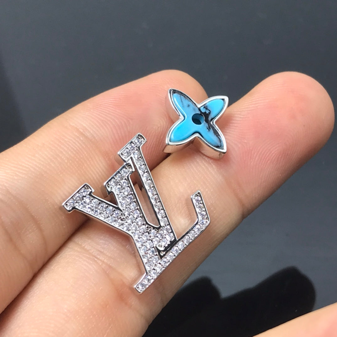 2025 Sapphire Full Diamond Asymmetric Stud Earrings