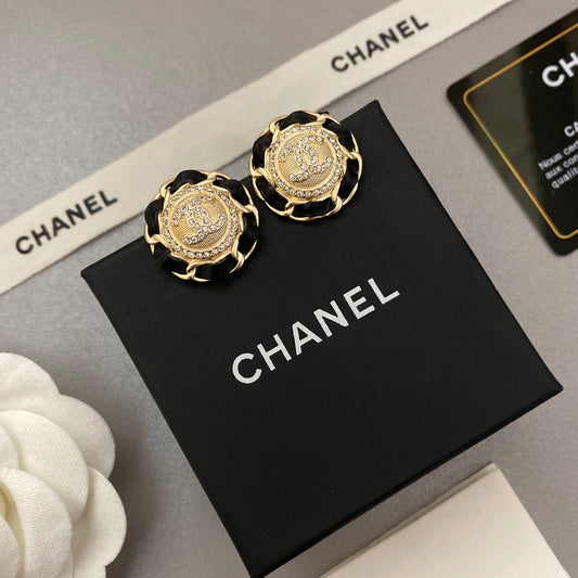 2025 Black Gold Leather Earrings