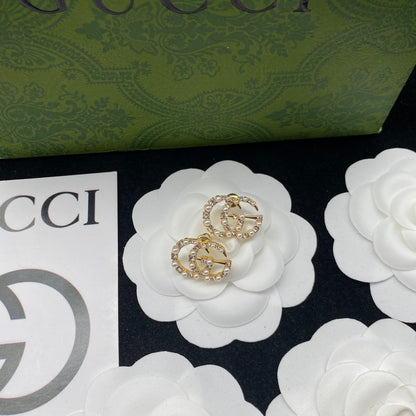 2025 Classic Pearl Zircon Letter Stud Earrings