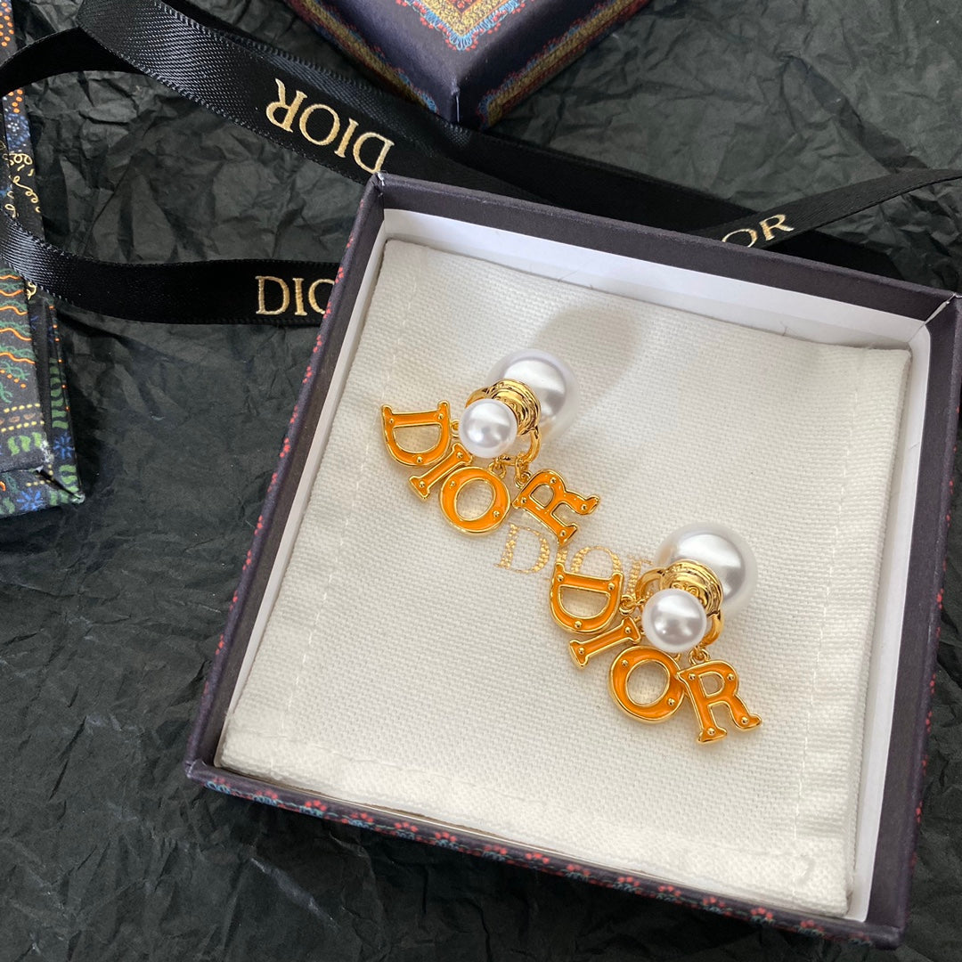 2025 Epoxy Alphabet Drop Pearl Earrings