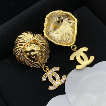 2025 Lion Head Diamond Drop Earrings