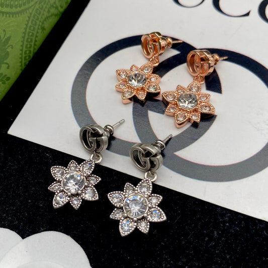 2025 Crystal Diamond Flowers Letters Earrings