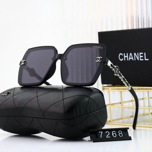 2025 Trendy large frame metal chain sunglasses
