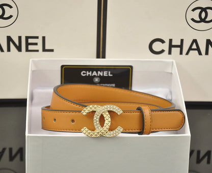 2025 4 Colors fashion double C half rhinestone belt