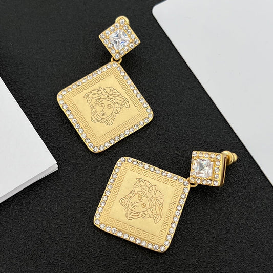 2025 Crystal Diamond Rhombus Drop Earrings