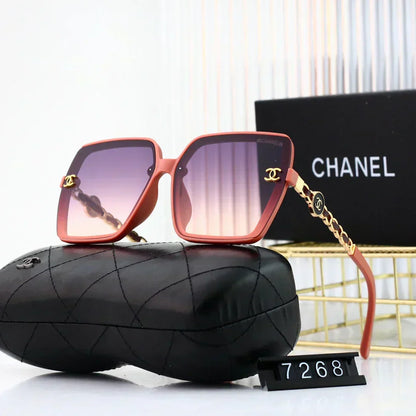 2025 Trendy large frame metal chain sunglasses