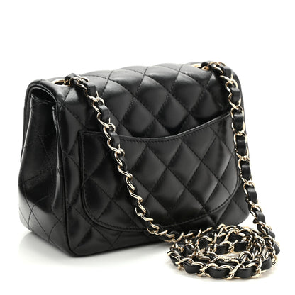 2025 Bag Lambskin Quilted Mini Square Flap Bag Black