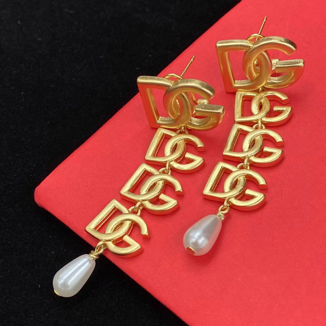 2025 Splicing Letters Pearl Drop Earrings