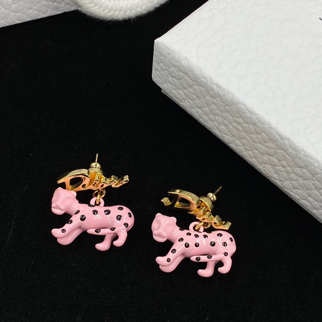 2025 Pink Leopard Stud Earrings