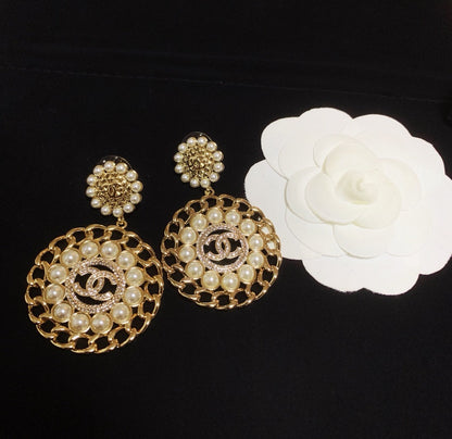 2025 Chain Stripe Pearl Earrings