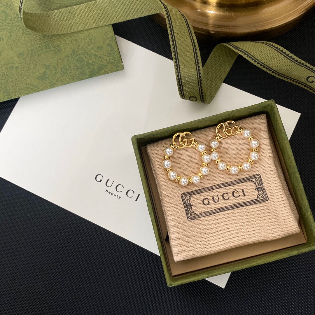 2025 Pearl Letter Hoop Earrings