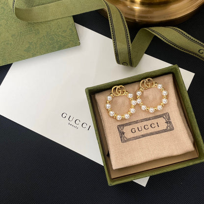 2025 Pearl Letter Hoop Earrings