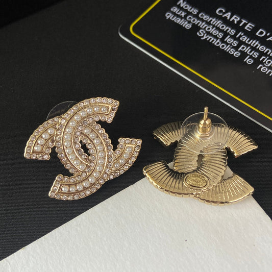 2025 Pearl Diamond Letter Stud Earrings