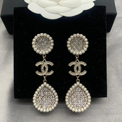 2025 Full Diamond Pearl Earrings