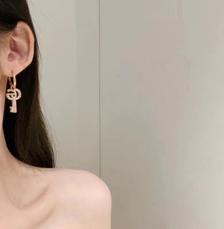 2025 Double G Diamond Key Earrings