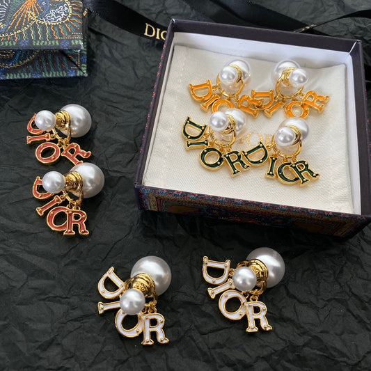 2025 Epoxy Alphabet Drop Pearl Earrings