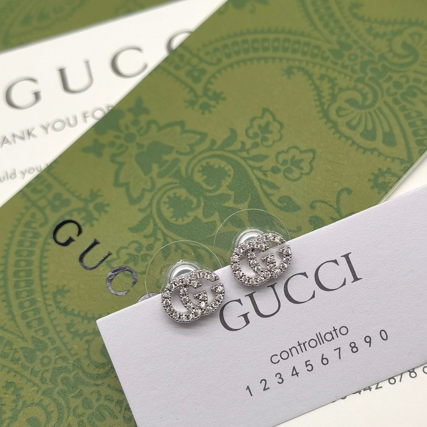 2025 Premium Sparkling Zircon G Stud Earrings
