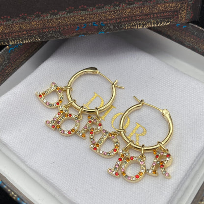 2025 Colored Alphabet Diamond Earrings