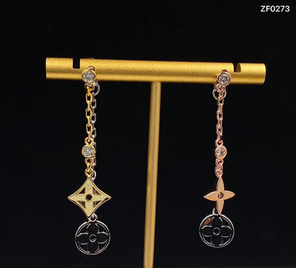 2025 3 Color Flower Diamond Earrings