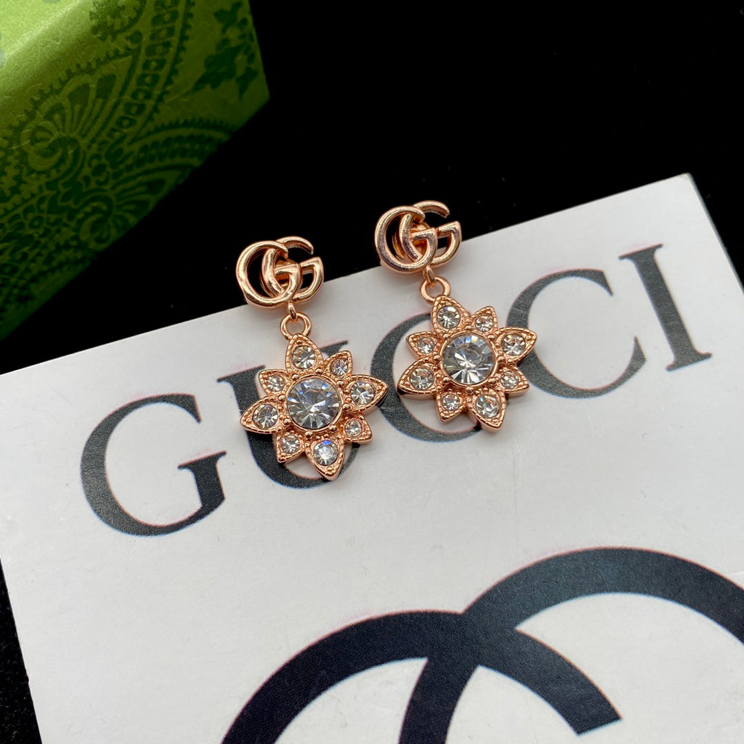 2025 Crystal Diamond Flowers Letters Earrings
