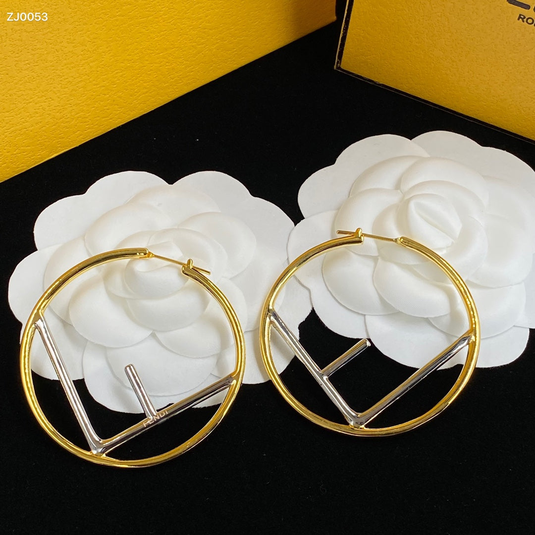 2025 3 Sizes of F Hoop Golden Earrings