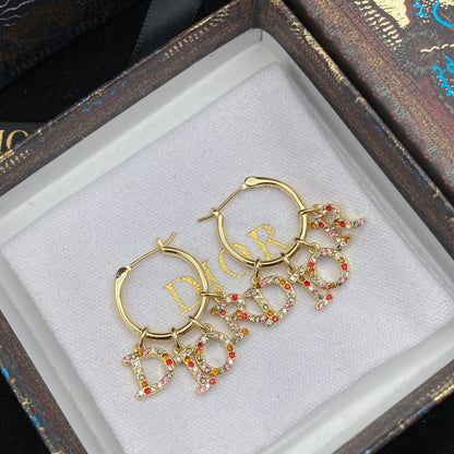 2025 Colored Alphabet Diamond Earrings