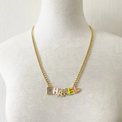 2025 Fashion Colorful Crystal Letter Necklace and Bracelet