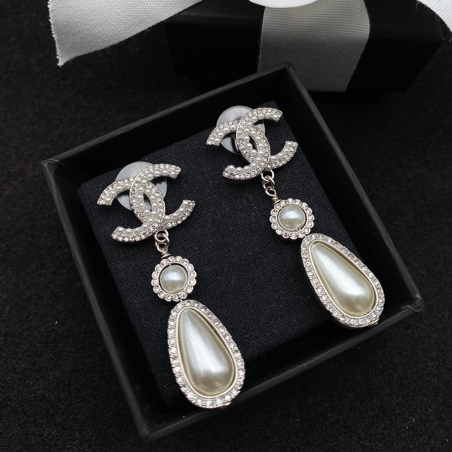 2025 Elegant Pearl Pendant Diamond Earrings