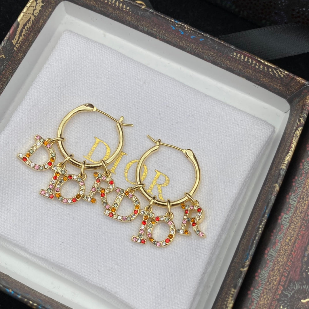 2025 Colored Alphabet Diamond Earrings