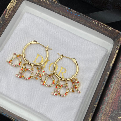 2025 Colored Alphabet Diamond Earrings