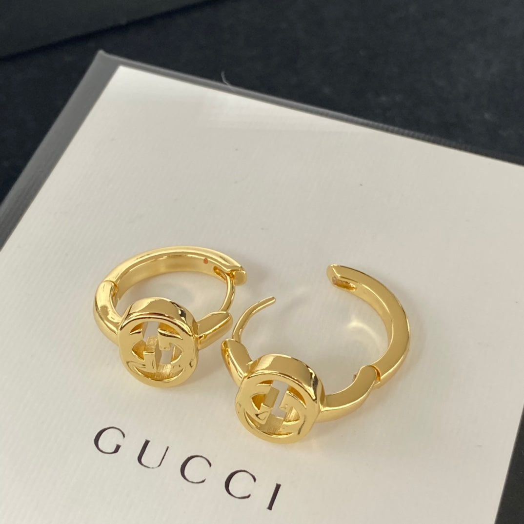 2025 Simple Gold Monogram Circle Earrings