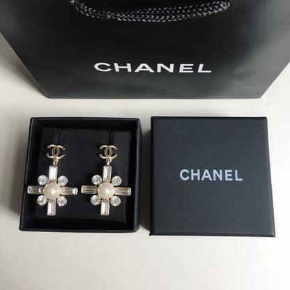 2025 Temperament Square Diamond Pearl Earrings