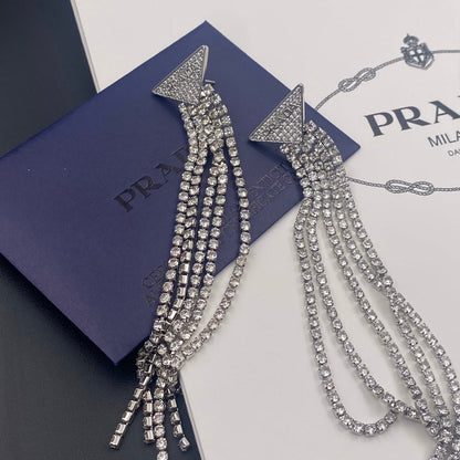 2025 Temperament full diamond tassel earrings
