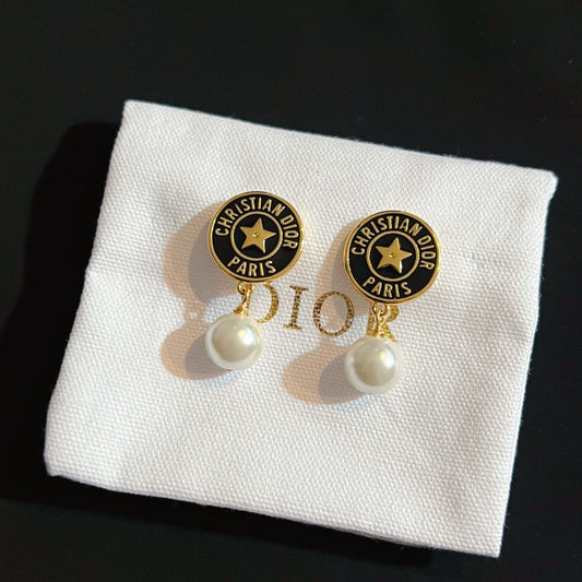 2025 Star Round Pearl Drop Earrings