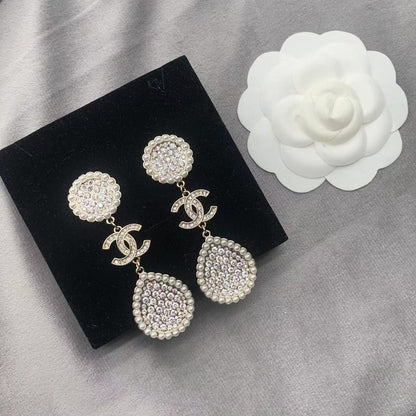 2025 Full Diamond Pearl Earrings