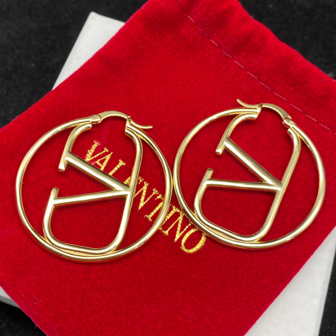 VALENTINO Classic Logo Large Round Earrings