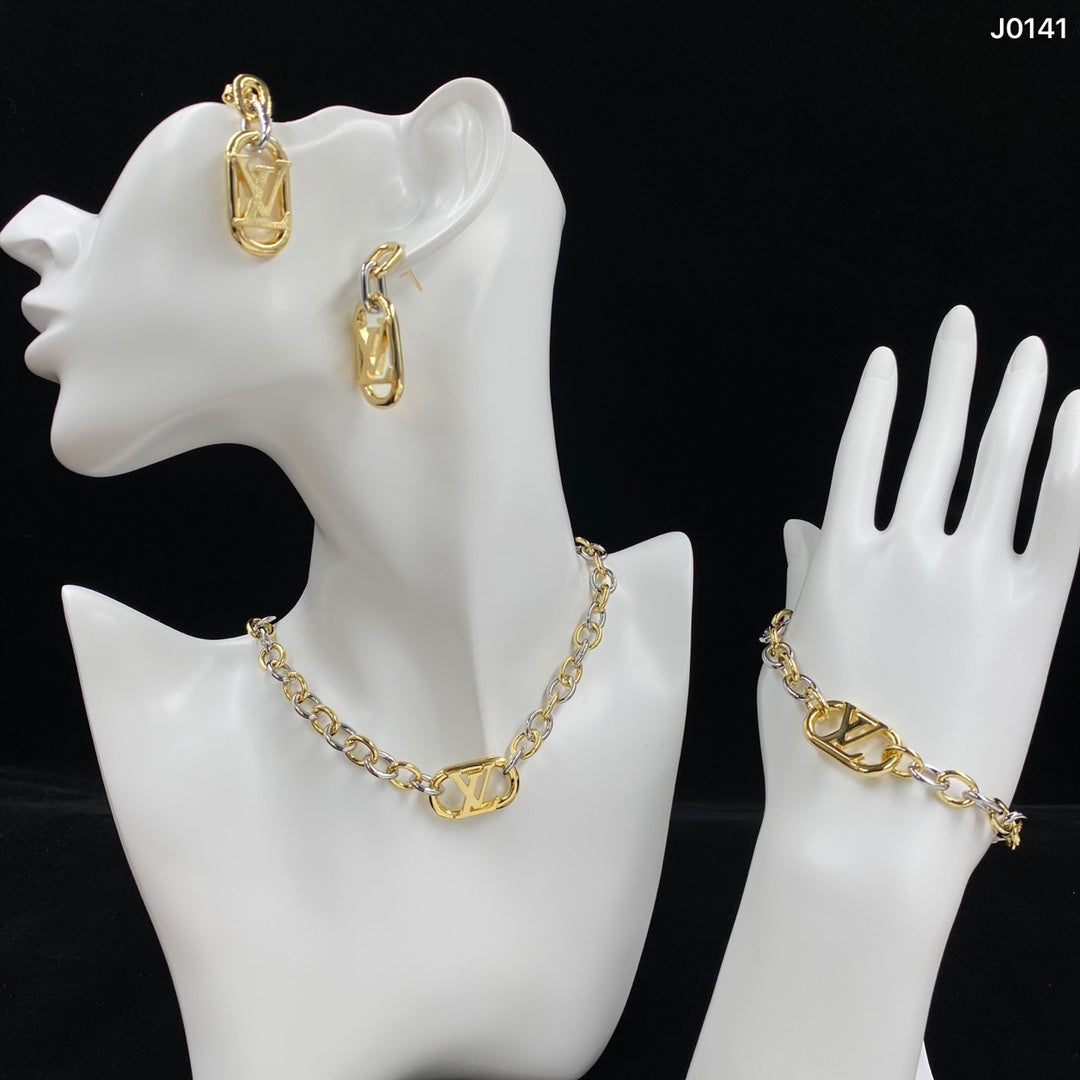2025 Oval Chain Necklace Bracelet Earring Set