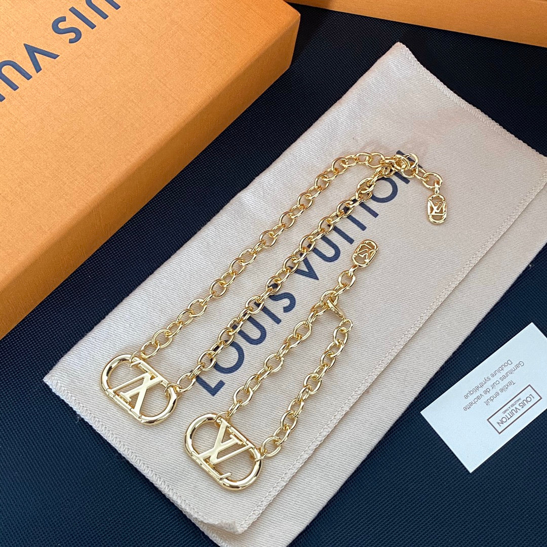 2025 Classic Letter Pendant Bracelet Necklace Set