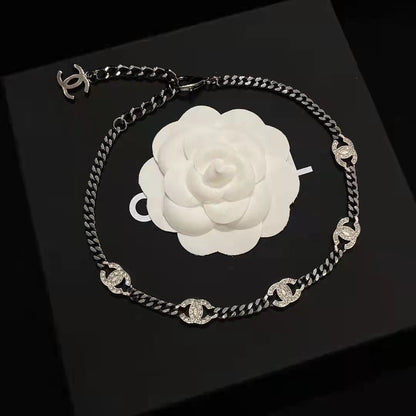 2025 Fashion Diamond Logo Bracelet & Necklace