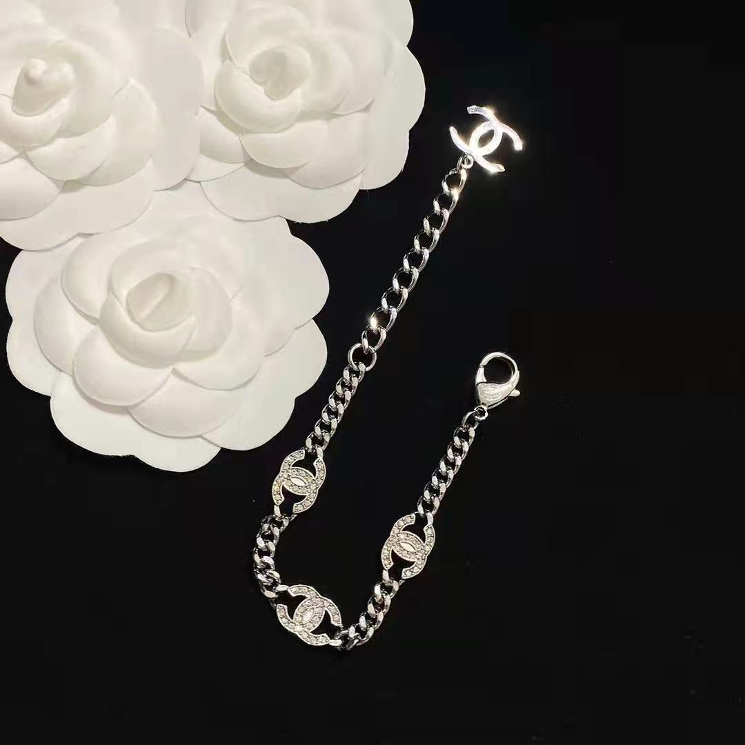 2025 Fashion Diamond Logo Bracelet & Necklace